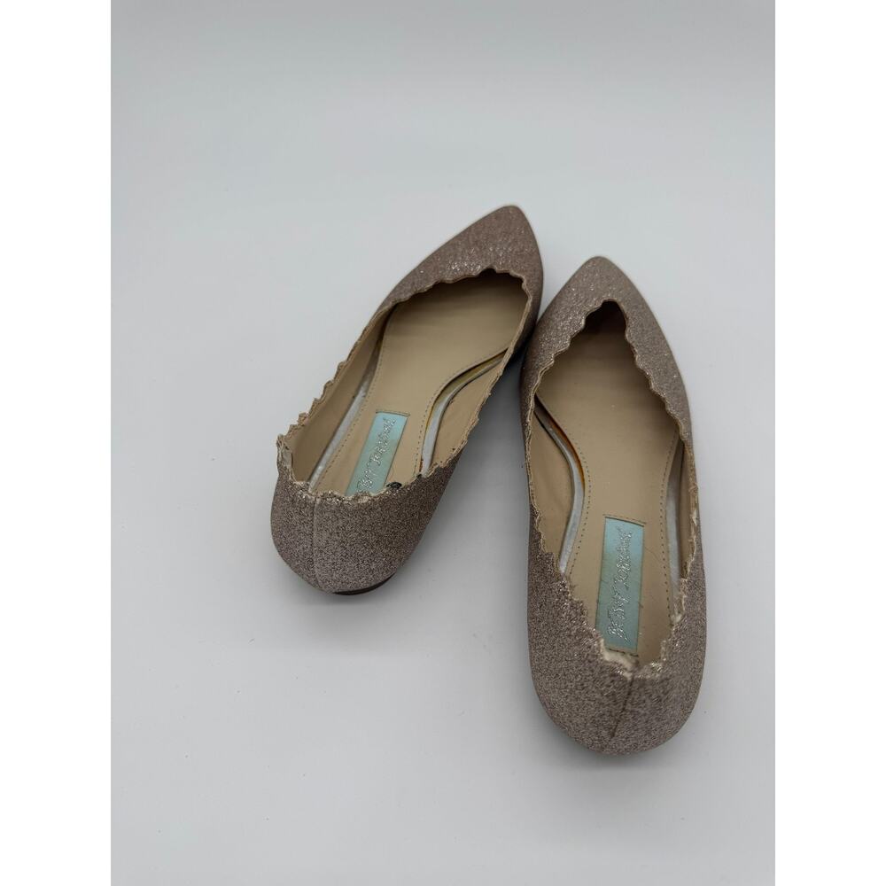Betsey Johnson SB-CAKE Shoes Womens Size 6.5 Gold Glitter Flats Dressy - Picture 8 of 13